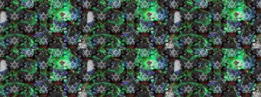 Klasik çiçek tasarımı elementleri. Raster illüstrasyonu. Gri ve yeşil kıvırcık çiçekler Gri ve yeşil renklerde.