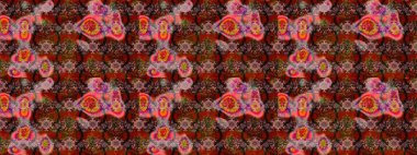 Gentle, summer floral background. Flowers on brown and pink colors. Raster floral pattern in doodle style with flowers.