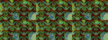 Modern stil dokusu. Çiçek desenli raster, yeşil ve kahverengi çizgi grafik deseni soyut raster arkaplan.