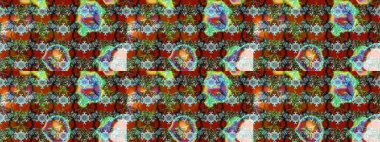 Kahverengi ve yeşil çiçekli eskiz deseni, suluboya çiçek deseni, sevimli çiçek, duvar kağıdı, kart veya kumaş için fayanslı. Raster - stok.