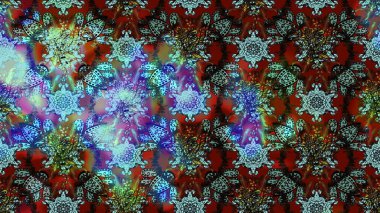 Eskiz arkaplan modeli. Yapraklı çiçekler ve mavi ve kahverengi renkli papatya çiçekleri. Raster - stok.