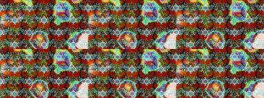 Kahverengi ve yeşil çiçekli eskiz deseni, suluboya çiçek deseni, sevimli çiçek, duvar kağıdı, kart veya kumaş için fayanslı. Raster - stok.