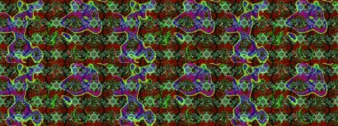 Gentle, cute floral background. Flowers on green and red colors. Raster floral pattern in doodle style with flowers.