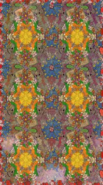 Düz Çiçek Elementleri Tasarımı. Çiçeksel fantezi tasarımı ve parlak bir arka plan çizimi. Renkli Bahar Teması çizim şablonu.