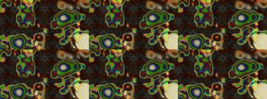 Çizim kalıbı. Raster illüstrasyonu. Ultraviyole kumaş deseni. Organik motif arkaplanı.