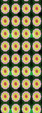 Küçük çiçekteki sevimli çiçek deseni. Yeşil ve sarı renkli çiçekler. Raster illüstrasyonu.