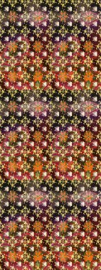 Raster illüstrasyonundaki çiçek desenli çizim. Kahverengi ve gri renkte çiçekler.