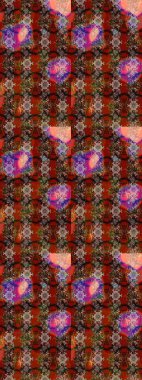 Çiçekli karalama şeklinde Raster çiçek deseni. Kahverengi ve kırmızı renkte çiçekler. Nazik, sevimli çiçek arkaplanı..