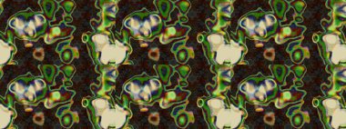 Moda baskısı, albüm, ambalaj kağıdı ve duvar kağıdı için zarif dekoratif süslemeler. Raster illüstrasyonu. Küçük çiçekli basit bir çiçek çizimi. Yeşil ve kahverengi renkli şirin çiçekler..