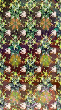 Düz Çiçek Elementleri Tasarımı. Renkli Yaz Temalı eskiz kalıbı. Raster çiçekli arka plan. Yazdır. Güzel eskiz şekli. Şirin kumaş deseni.