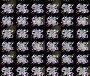 Küçük çiçekte güzel bir desen. Motley illüstrasyonu. Küçük renkli çiçekler. Robot resim. Çiçekli yaz çiçekleri. Moda baskıları için zarif bir şablon.