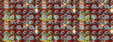 Çizim çiçek deseni duvar kâğıdı olarak kullanılabilir. Raster illüstrasyonu. Gri ve kahverengi renkte çiçekler.