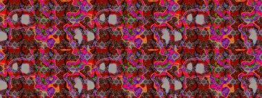 Kabile sanatı boho baskısı, klasik çiçek arkaplanı. Arkaplan dokusu, duvar kağıdı, kahverengi ve kırmızı renkli çiçek teması. Soyut etnik raster çizim kalıbı.