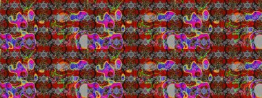 Bright floral collage blossom flowers gray and red. Amazing collage paradise style for floral design. Blossom lilies sketch background.