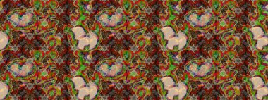 Renkli Bahar Teması eskiz kalıbı. Sevimli çiçek raster deseni. Kahverengi ve kırmızı renkte çiçekler. Düz Çiçek Elementleri Tasarımı.