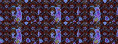 Raster illüstrasyonundaki çiçek desenli çizim. Mor ve kahverengi renkte çiçekler.