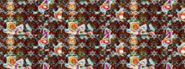 Ağaç dallı bahar çiçekleriyle desen, gri ve kahverengi renkler ve çiçek silueti. Raster deseni.