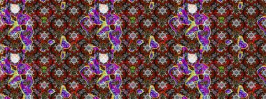 Raster Çiçek İllüstrasyonu 'nun şirin tekstili. Gri ve kırmızı renkte etnik çiçeklerle süslenmiş zarif bir eskiz..