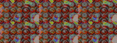 Gri ve kahverengi renkli çiçekler. Raster illüstrasyonunda çiçek deseni çizimi.