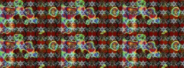 Küçük çiçekte hoş bir çiçek deseni var. Parlak çiçekli kırmızı ve kahverengi renkler üzerine soyut çizim deseni. Çiçek elementli zarif raster dokusu..