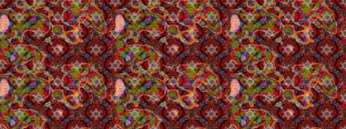 Spring summer time. Raster sketch cute flower pattern. Flowers on brown and red colors. Holidays mood. Gentle romantic print.