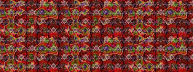 Top view, soft style. Scenic flower pattern on red and brown colors. Stylish invitation for valentines day and greeting card concept. Floral composition, hand painted, delicate template.