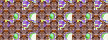 Raster deseni. Tarafsız ve kahverengi renklerde, çiçek siluetiyle bahar çiçekleriyle desen.