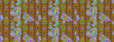 Floral background. Colorful sketch pattern. Flowers wallpaper. Raster illustration. In cute textile style on green and brown colors.