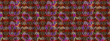 Raster deseni. Küçük çiçekteki sevimli çiçek deseni. Raster illüstrasyonu. Nazikçe, yaz çiçekleri kahverengi ve kırmızı renklerde.