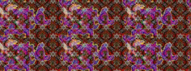 Raster deseni. Bahar çiçekleri dallı desen, kahverengi ve kırmızı renkler çiçekli siluet.