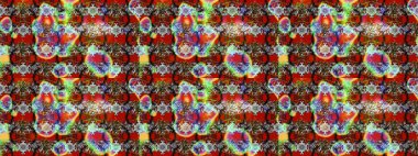 Raster Fashionable fabric pattern. Cute flowers pattern with red and gray colors. Flat Flower Elements Design. Colour Spring Theme sketch pattern Background.