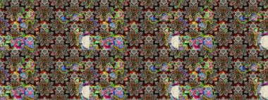 Nice flower raster pattern. Flat Flower Elements Design. Flowers on gray and neutral colors. Colour Spring Theme sketch pattern Background.