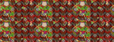 Raster deseni. Karalama çiçekleri çizim kalıbı. Sanat esinlenilmiş ve kahverengimsi çiçekler ve yapraklar. Kırmızı ve kahverengi el çizimi desen.