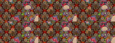 Bej ve kahverengi renkli çiçekler. Renkli Bahar Teması çizim kalıbı. Düz Çiçek Elementleri Tasarım Raster illüstrasyonu. Çiçekli çiçek deseni, suluboya..