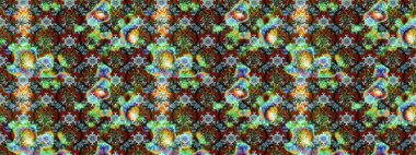 Çiçekli ipek eşarp. Retro tekstil tasarım koleksiyonu. 1950-1960 motifleri. El çizimi çiçek unsurları olan soyut çizim raster deseni. Yeşil ve mavi, yeşil ve mavi.