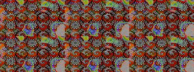 Gri ve kahverengi renkli çiçekler. Raster illüstrasyonunda çiçek deseni çizimi.