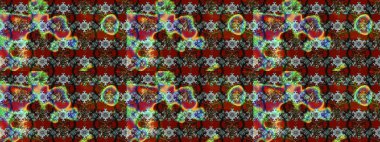 Küçük çiçekte hoş bir çiçek deseni var. Parlak çiçekli kırmızı ve kahverengi renkler üzerine soyut çizim deseni. Çiçek elementli zarif raster dokusu..