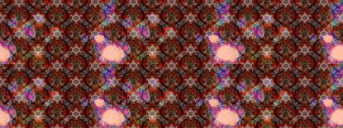 Çiçek ve yapraklı karalama şeklinde Raster çiçek deseni. Raster illüstrasyonu. Nazikçe, bahar çiçekleri kahverengi ve kırmızı renklerde.