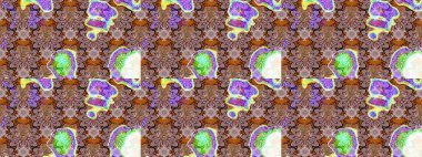 Raster deseni. Tarafsız ve kahverengi renklerde, çiçek siluetiyle bahar çiçekleriyle desen.