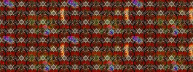 Raster illustration. Colorful sketch pattern. Flowers wallpaper. In cute textile style on brown and red colors. Floral background.