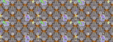 Şirin çiçek elementleri. Gri ve nötr renkte çiçekler. Robot resim. Raster illüstrasyonu.