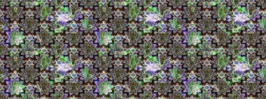 On gray and black colors. Sketch pattern in vintage style with bouquets of flowers. Raster illustration.