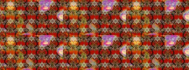 In asian textile style. Colour Spring Theme sketch pattern Background. Sketch flowers pattern. Raster illustration. Flat Flower Elements Design. Flowers on brown and red colors.