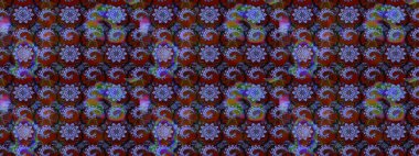 Raster floral pattern in doodle style with flowers. Flowers on blue and red colors. Gentle, cute floral background.