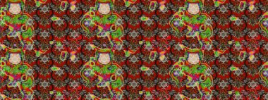 Raster deseni. Karalama çiçekleri çizim kalıbı. Sanat esinlenilmiş ve kahverengimsi çiçekler ve yapraklar. Kırmızı ve kahverengi el çizimi desen.