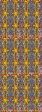 Raster illustration. In nice textile style on brown and beige colors. Floral sketch pattern with watercolor flowers.