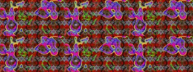 Raster illüstrasyonundaki çiçek desenli çizim. Renkli Bahar Teması eskiz kalıbı. Düz Çiçek Elementleri Tasarımı. Kırmızı ve gri renkte çiçekler.