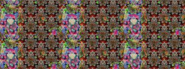 Gri ve nötr renkte çiçekler. Raster illüstrasyonunda çiçek deseni çizimi.