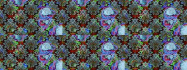 Renkli Bahar Teması eskiz kalıbı. Asya tekstil tarzında. Düz Çiçek Elementleri Tasarımı. Raster illüstrasyonu. Güzel kumaş deseni. Çiçek desenini çiz.