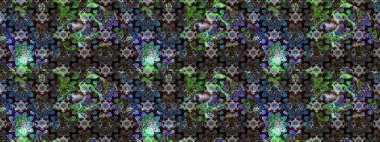 Raster çiçek desenli çiçek deseni, yapraklar, dekoratif elementler, sıçrama, lekeler, el çizimi kontur çizgileri ve Doodle çizim stili, grafik raster çizim çizimi.